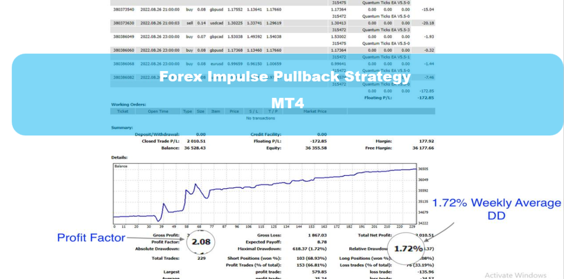 Forex Impulse Pullback Strategy - Free Premium MT4 Robot 33